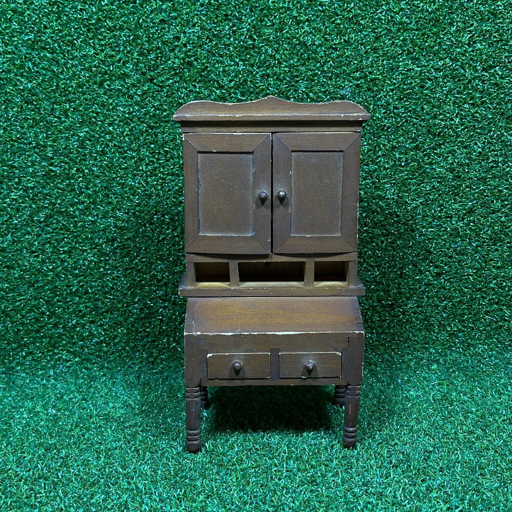 Vintage Wooden Secretary Chest Dollhouse Furniture